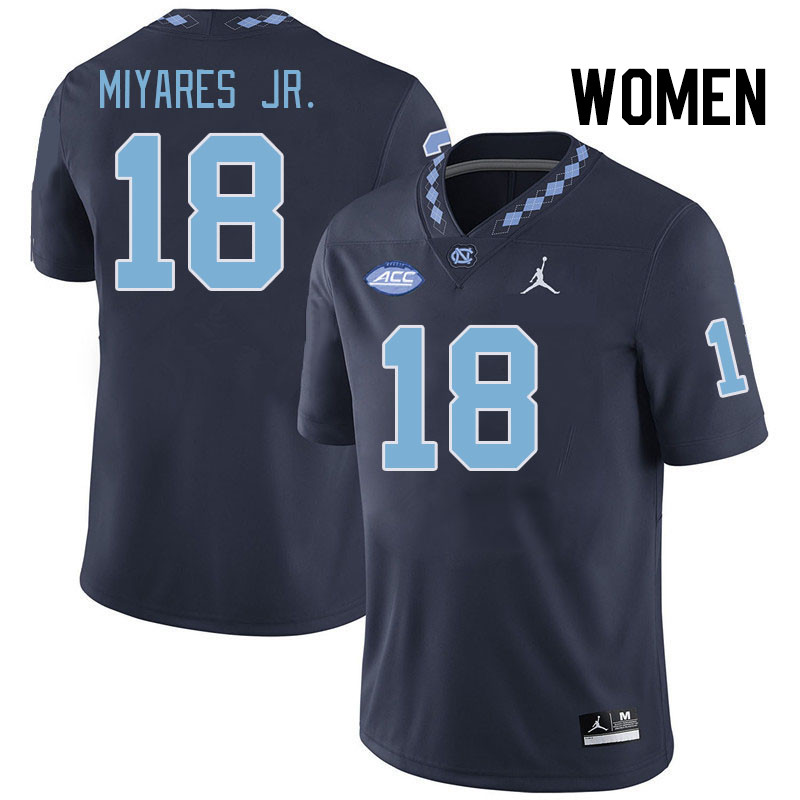 Women #18 Andres Miyares Jr. North Carolina Tar Heels College Football Jerseys Stitched-Navy